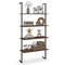 Brown Ladder Shelf 4-Tier Wall-Mounted MDF Metal Industrial Storage Rack